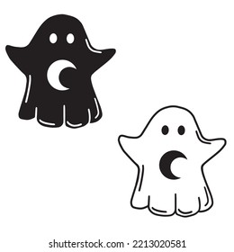 Halloween simple, minimal ghosts, vector art
