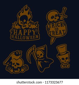 Halloween simple skull cartoon logo set