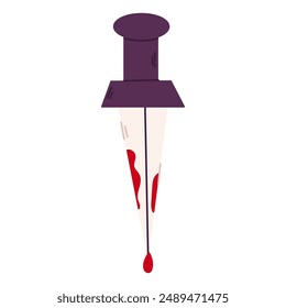 Halloween  single doodle element. Cute knife with blood.