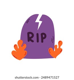 Halloween  single doodle element. Cute tombstone.