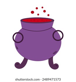 Halloween  single doodle element. Cute witch's cauldron.