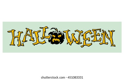 "Halloween" single word. Original written word for greeting cards and invitations. Vector clip art.