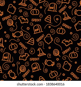Halloween sings seamless pattern with fireworks lines 