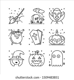 Halloween Sinple Thin Line Icon Set Stock Vector (Royalty Free ...