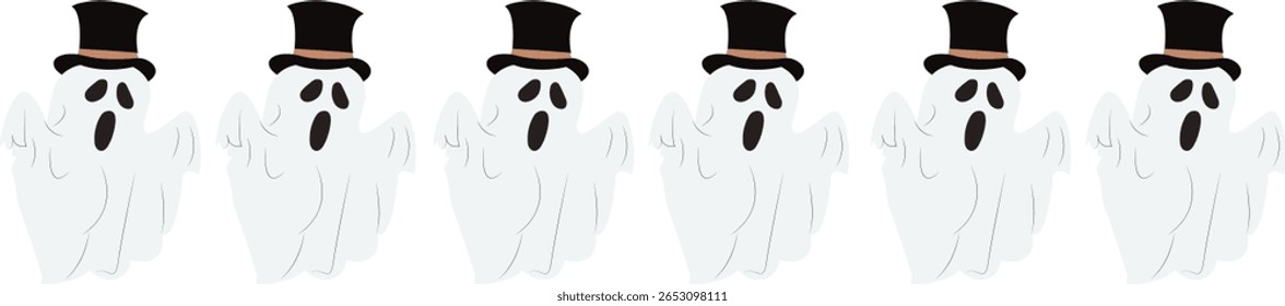 Halloween, Six Ghosts Wearing Top Hats Halloween
