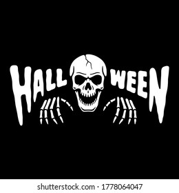 HALLOWEEN SKELETON BANNER WHITE BLACK BACKGROUND