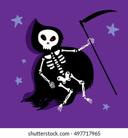 Halloween skeleton in a cloak fly