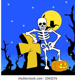 Halloween skeleton with cross