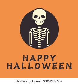 Halloween skeleton dark background banner vector illustration