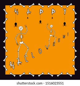 Halloween skeleton funny flat vector