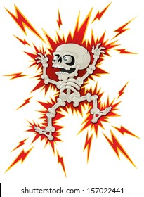 Halloween Skeleton gets a Shock. Vector illustration of a very lively Halloween Skeleton who has had a bit of a shock. 