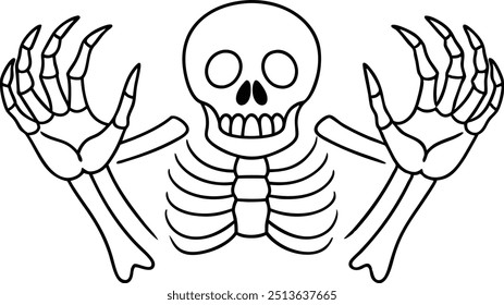 Halloween skeleton hands line art. 