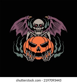 halloween skeleton illustration vector design