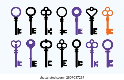 Halloween skeleton keys collection spooky vintage keys for october 31st designs
