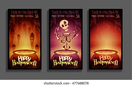 Halloween skeleton party flyer.Trick or theat skeleton and dark souls Happy Haloween.
