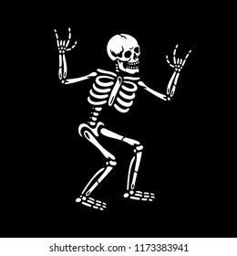 HALLOWEEN SKELETON WITH ROCK SIGN BLACK BACKGROUND