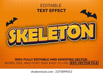 Halloween Skeleton Text Effect. Easy to Edit