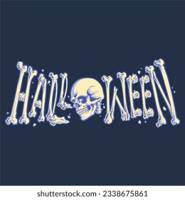 halloween skeleton text illustration for tshirt design, logo, or stickers