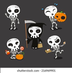 Halloween Skeleton vector cartoon illustration