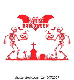 halloween skeleton vector image illustration	