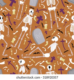 Halloween skeletons pattern 01 in editable vector file