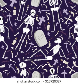 Halloween skeletons pattern 02 in editable vector file
