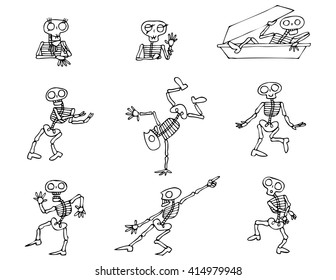 Halloween Skeletons vector pack