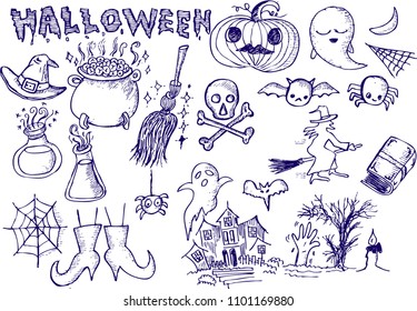 halloween, sketch doodle and Illustration