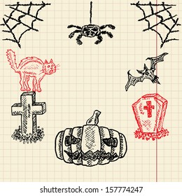 Halloween sketch set for your design, vector illustration, eps10, 2 layers