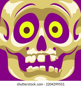 Halloween Skull Avatar In Cartoon Style For Printing And Design.Vector Illustration.