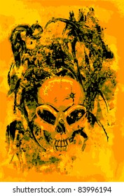 halloween skull background / yellow