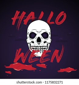 Halloween skull and blood vector