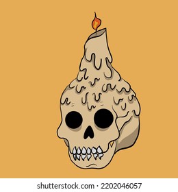 Halloween skull candle illustration background orange Illustration