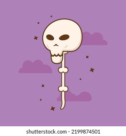Halloween skull cartoon illustration. Halloween character icon. Halloween character design for kids