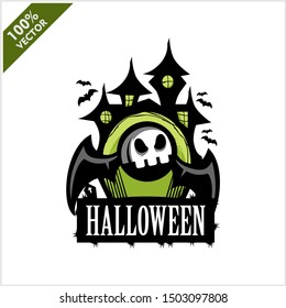  Halloween Skull Castle Vector Logo