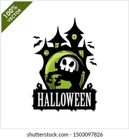  Halloween Skull Castle Vector Logo