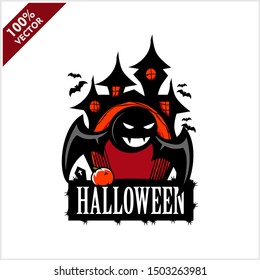 Halloween Skull Castle Vector Logo