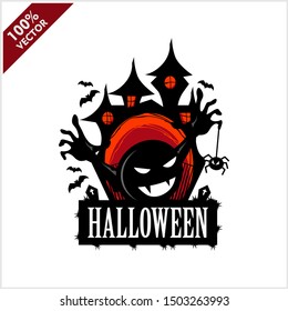 Halloween Skull Castle Vector Logo