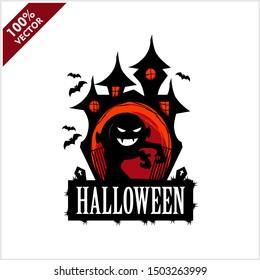 Halloween Skull Castle Vector Logo