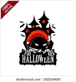 Halloween Skull Castle Vector Logo