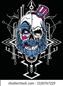 halloween skull clown with sacred geometry