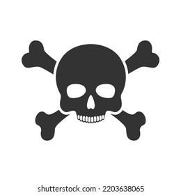 Halloween skull and crossbones. Pirate symbol. Holly Roger flag. Vector illustration isolated on white background