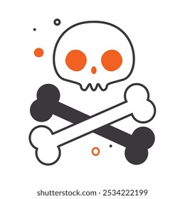 Halloween skull and crossbones with spooky design, Vector