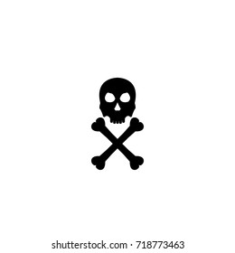 Halloween skull and crossed bones vector icon black