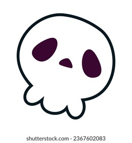 Halloween with Skull as Dead Head with Black Eye and Nose Vector Illustration