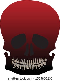 Halloween skull death mask with lower jaw and teeth. Vector illustration