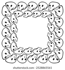 Halloween skull decorative frame isolated background. Vector