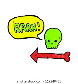 halloween skull direction sign cartoon