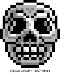 A Halloween skull eight bit retro video game style pixel art icon