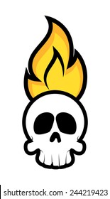 Halloween Skull Face with Fire Vector